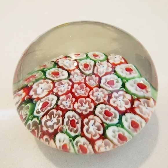 ANTIQUE Blown Glass Millefiori Paperweight Floral - Picture 5 of 13